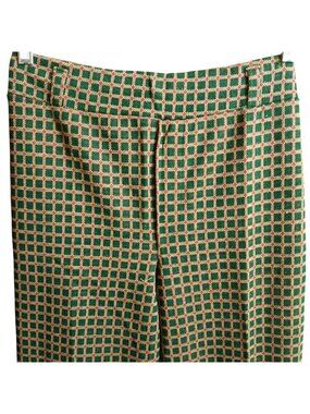 Bellbottom Pants 26x32 True Vintage 1970's Wide-Leg Checkered Green Hippie